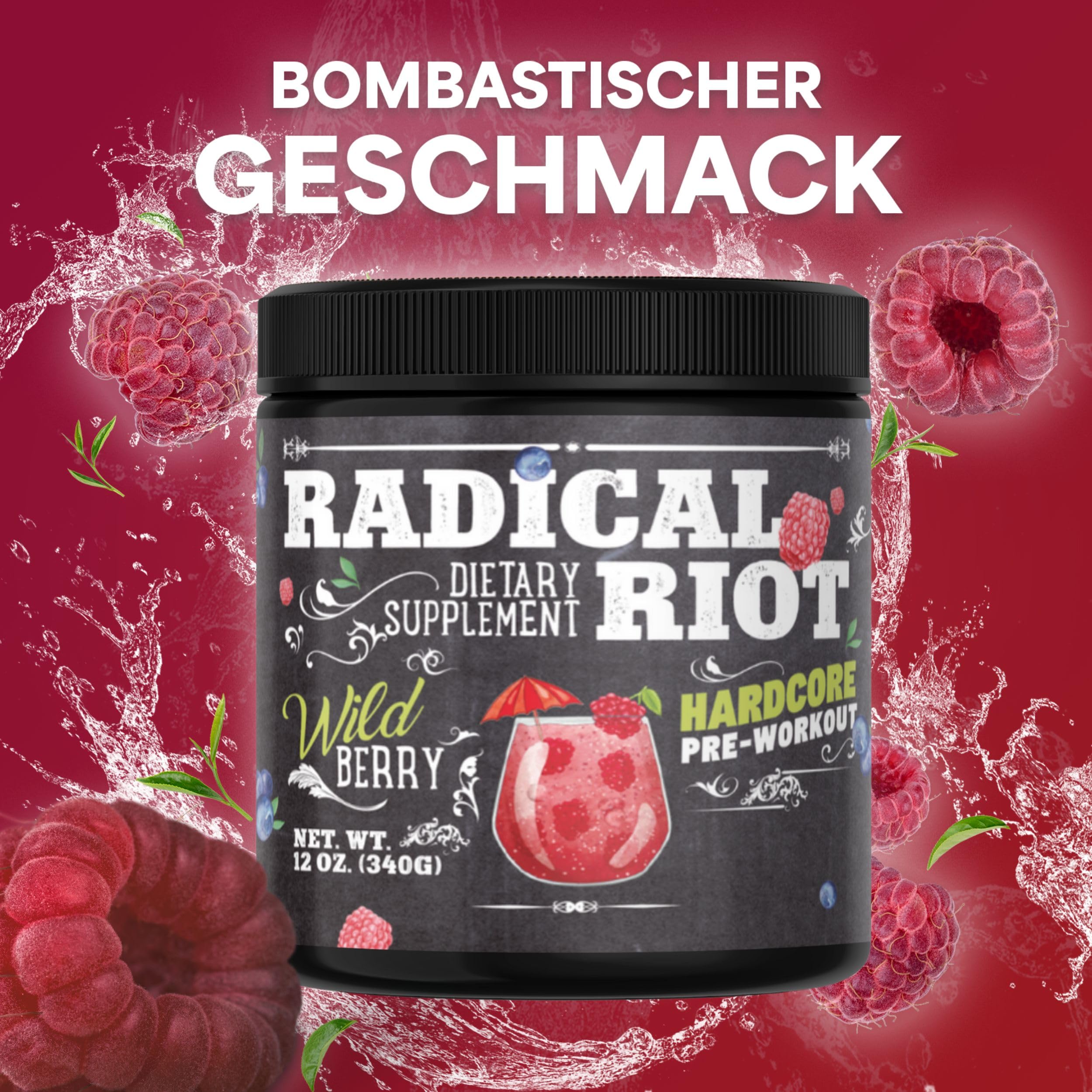 PREMIUM Pre Workout Booster [340g] - Wilde Beeren - 300 mg Koffein + Beta Alanin + L Citrullin Malat