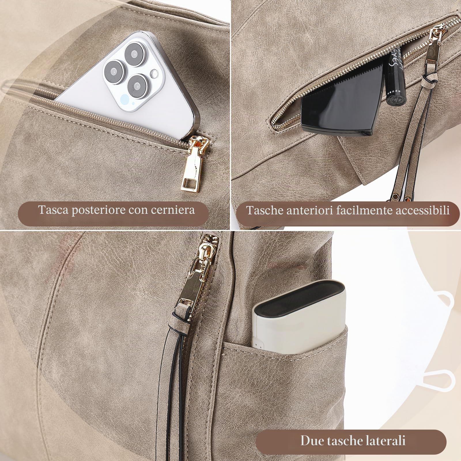 Chase Chic Borsa Donna Borse a Tracolla Borse a Mano Hobo Bauletto in Pelle PU Impermeabile Borse a Spalla Portafoglio