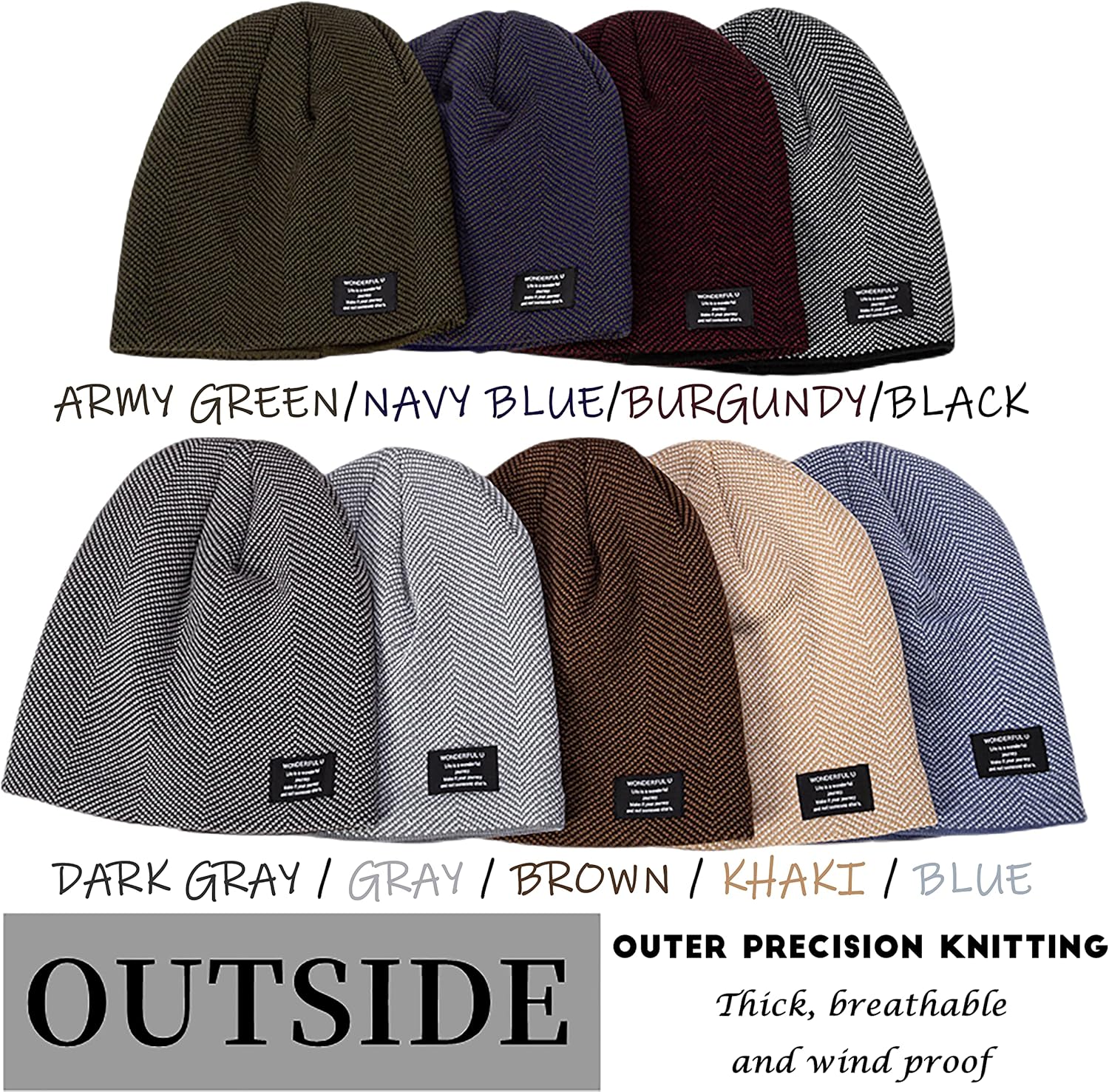 HiRui Winter Beanie Hats for Men Women Knit Fleece Lined Warm Slouchy Skull Cap - Image 2