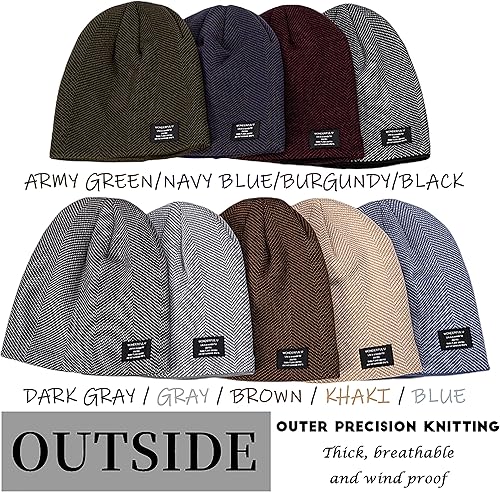 Miniatura 2 de HiRui Gorros de invierno para hombres y mujeres, gorro de punto con forro polar cálido y holgado