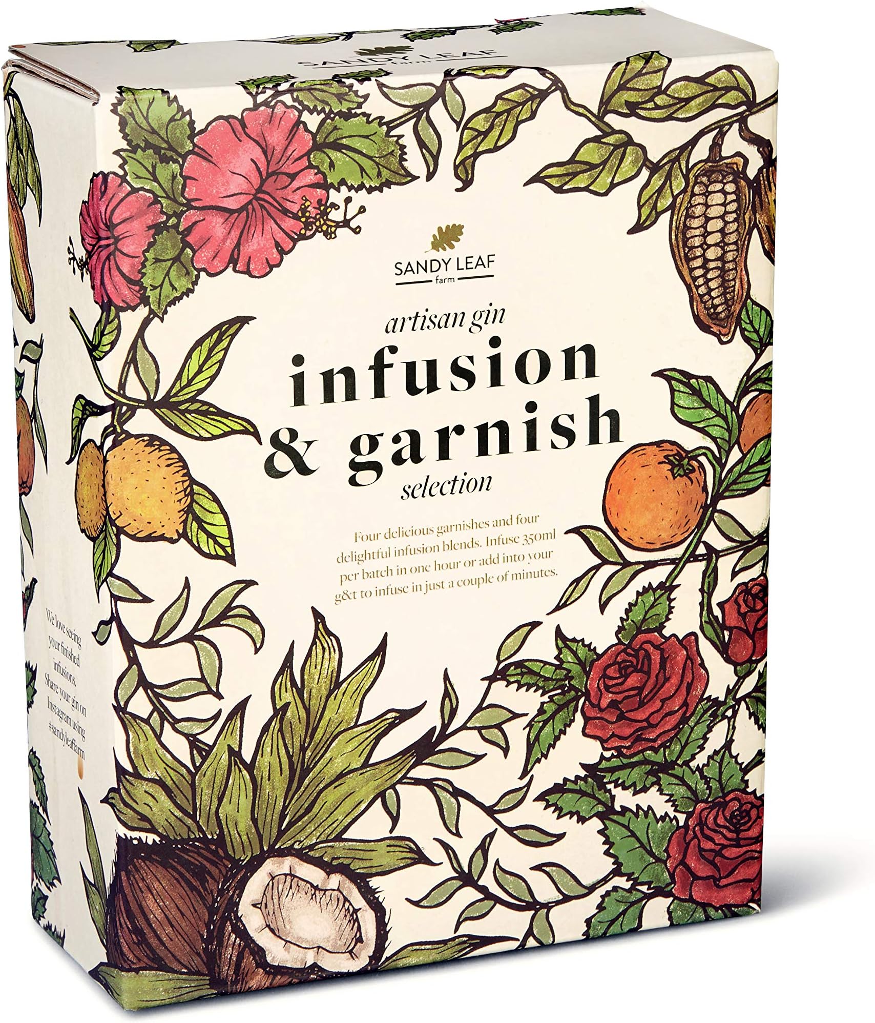 Gin Infusion & Garnish Kit - Four Delicious Infusions and Four Beautiful Garnishes - Great Gift Set for a Gin Lover - Pink Gin Infusion Included