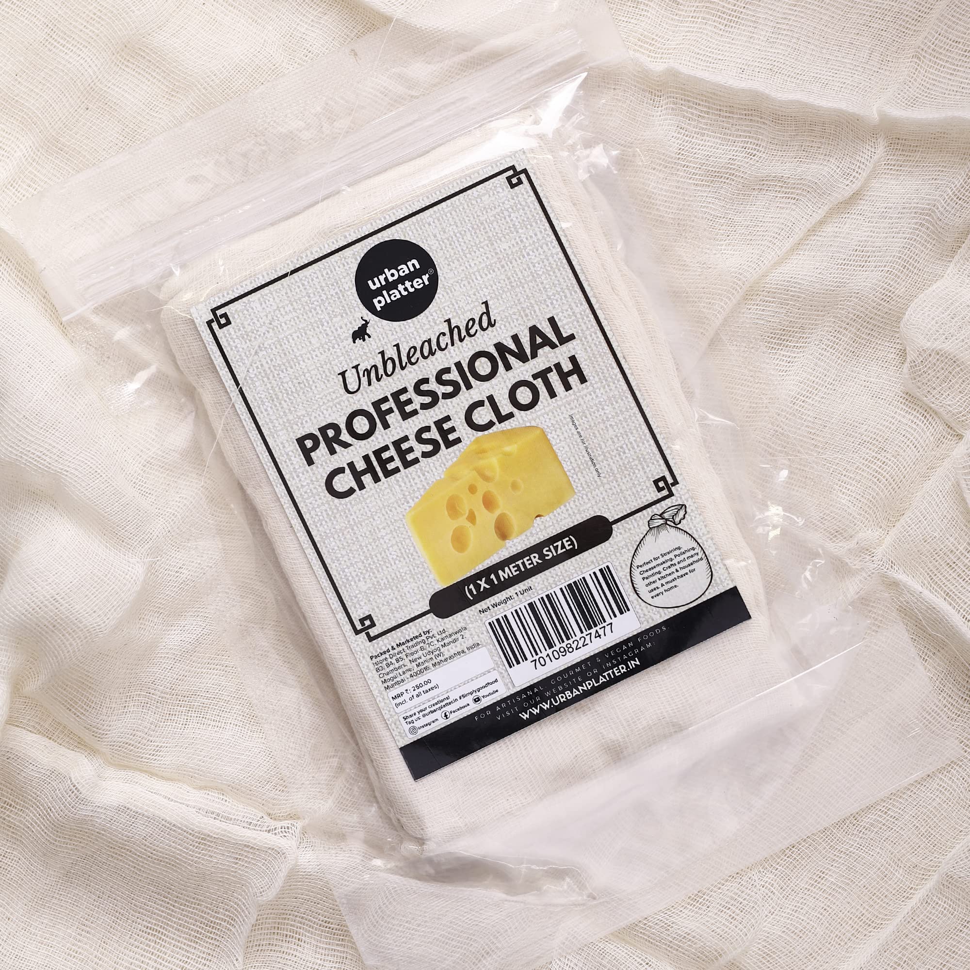 urban platter Premium Cotton Professional Cheese Making Unbleached Cloth (1 Mtr X 1 Mtr, Multicolour) - Image 3 thumbnail