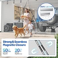 Vista 3 de Pantalla de puerta de garaje para garaje de 1 auto, malla magnética resistente con 6 correas enrollables, puertas de garaje de fibra de vidrio