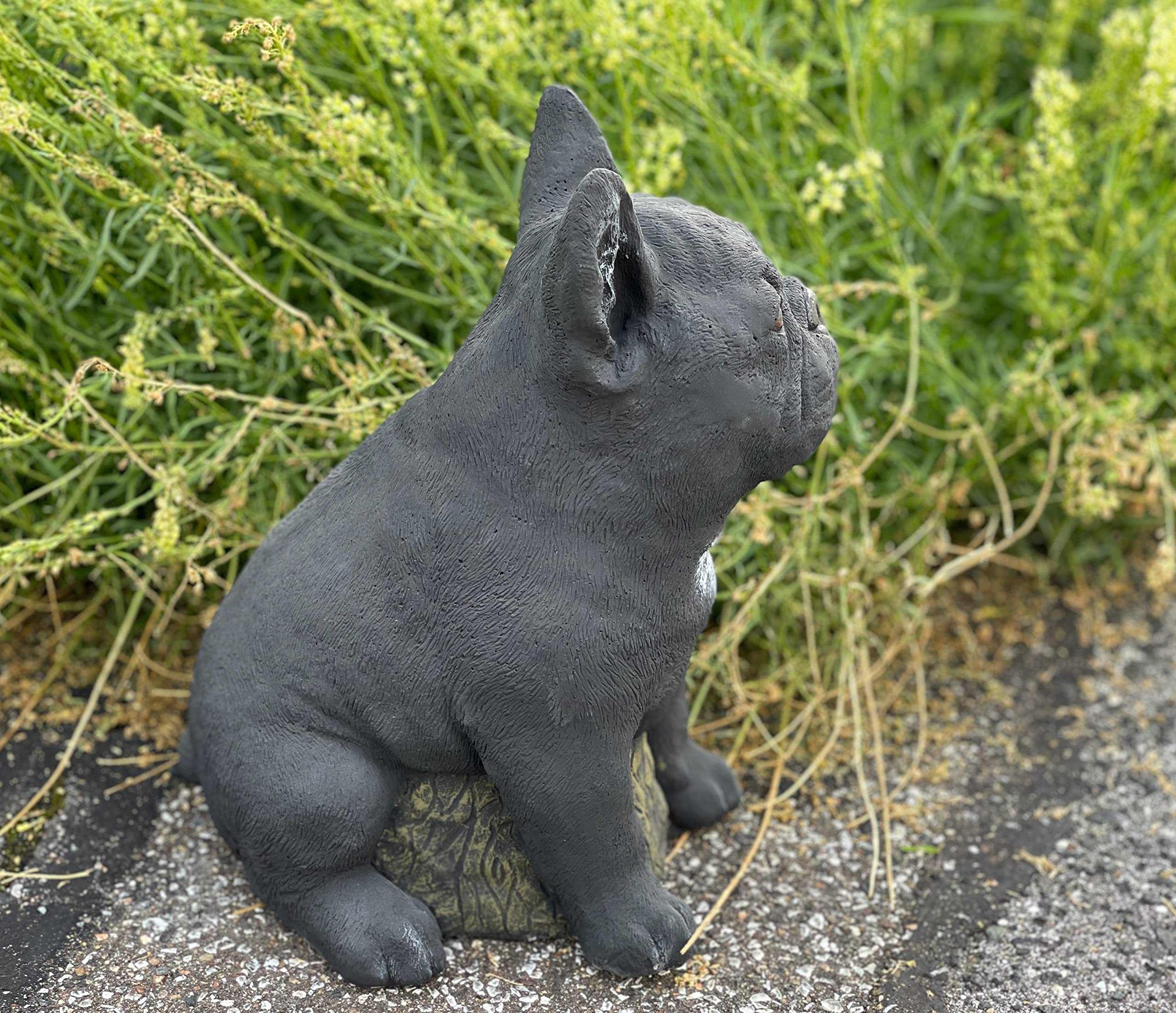 stoneandstyle Steinfigur Frenchie schwarz Französische Bulldogge frostfest
