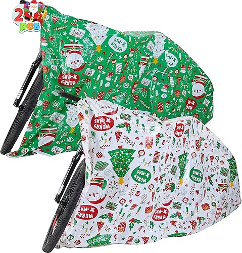 JOYIN 2 bolsas de regalo de bicicleta de Navidad jumbo, bolsas de regalo de 72 x 60 pulgadas con etiquetas y lazos de cuerda para bolsas de regalo