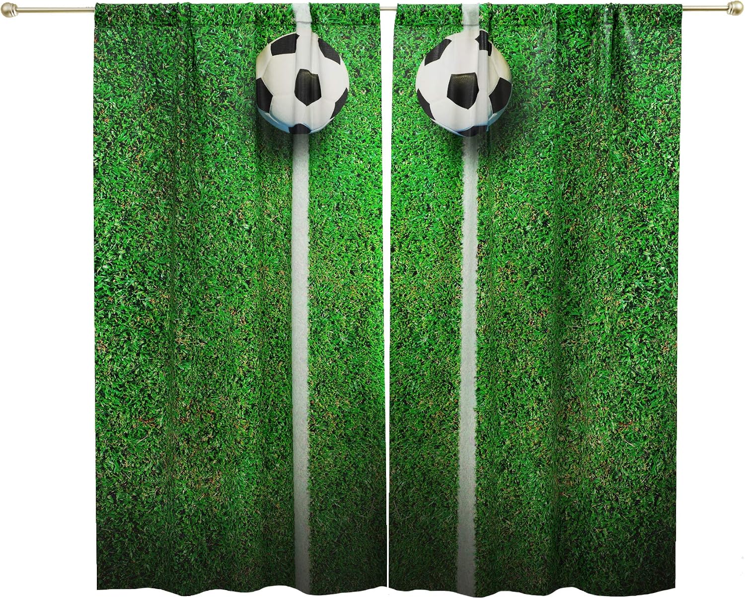Kids Curtains for Boys Teen Green Curtains 84 Inch Length, Sports Curtains for Boys Bedroom Game Room Darkening Curtains Green Set of 2 Panels, Football Curtains, Bright Green Curtains for Windows