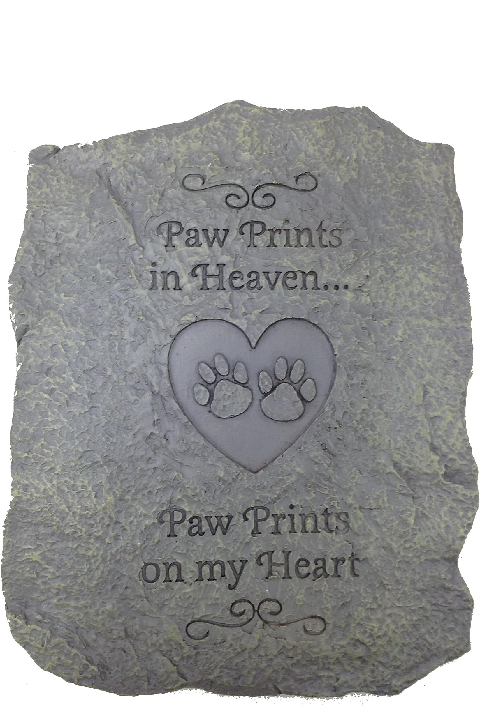 Dog Speak Pet Memory Bereavement Stone ~ Paw Prints in Heaven, Paw Prints on My Heart ~ 10" x 8"
