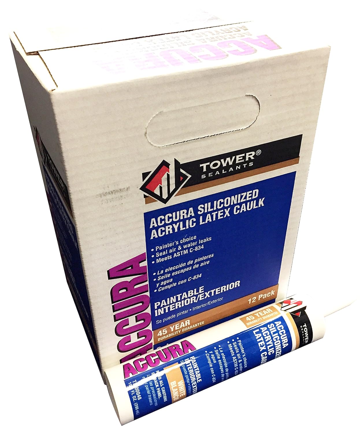 Tower Sealants TS00048 10.0 flOunce Accura Acrylic Adhesive Sealant
