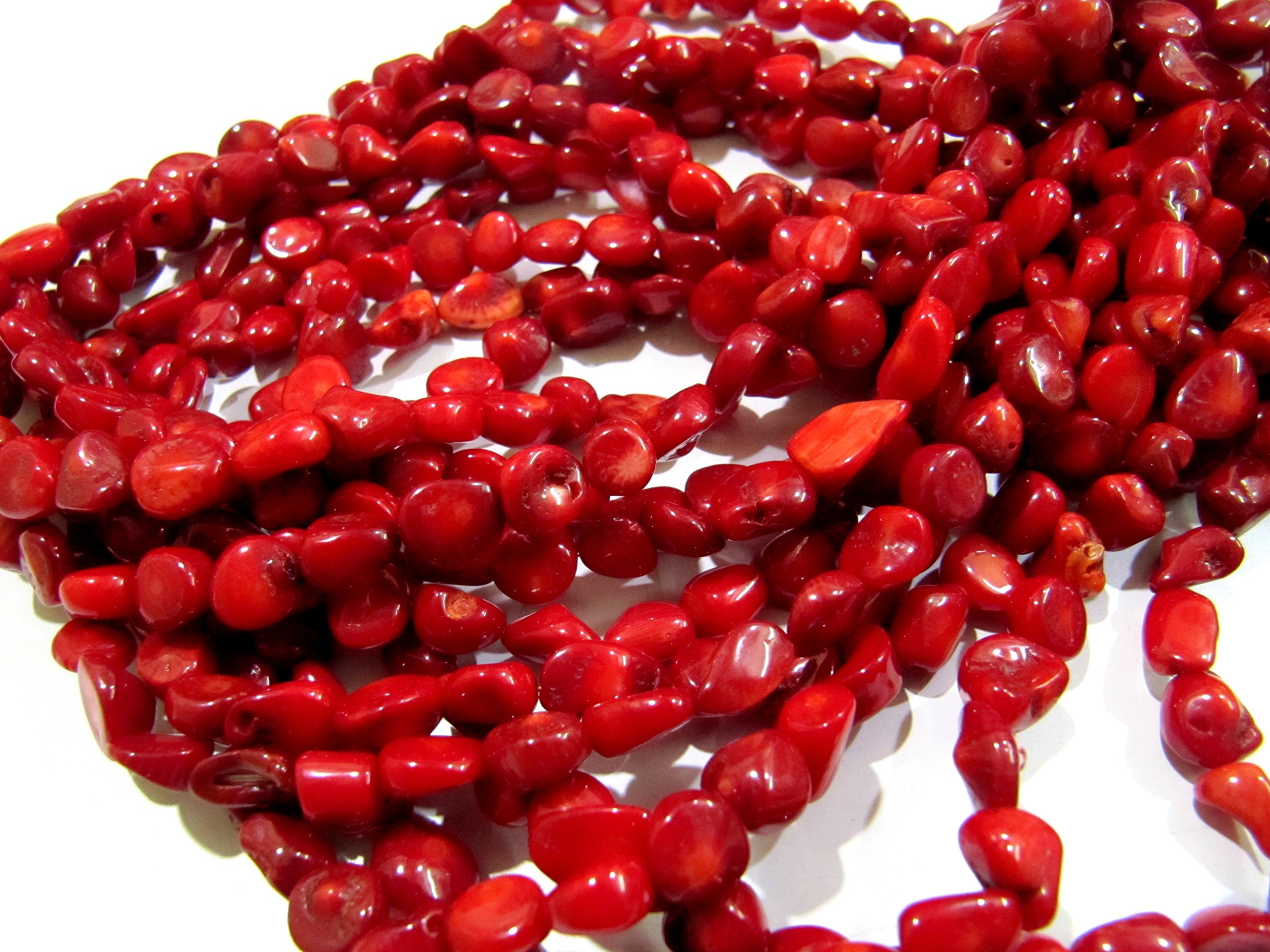 Perles de corail rouge méditerranéen de forme brute | Perles de corail