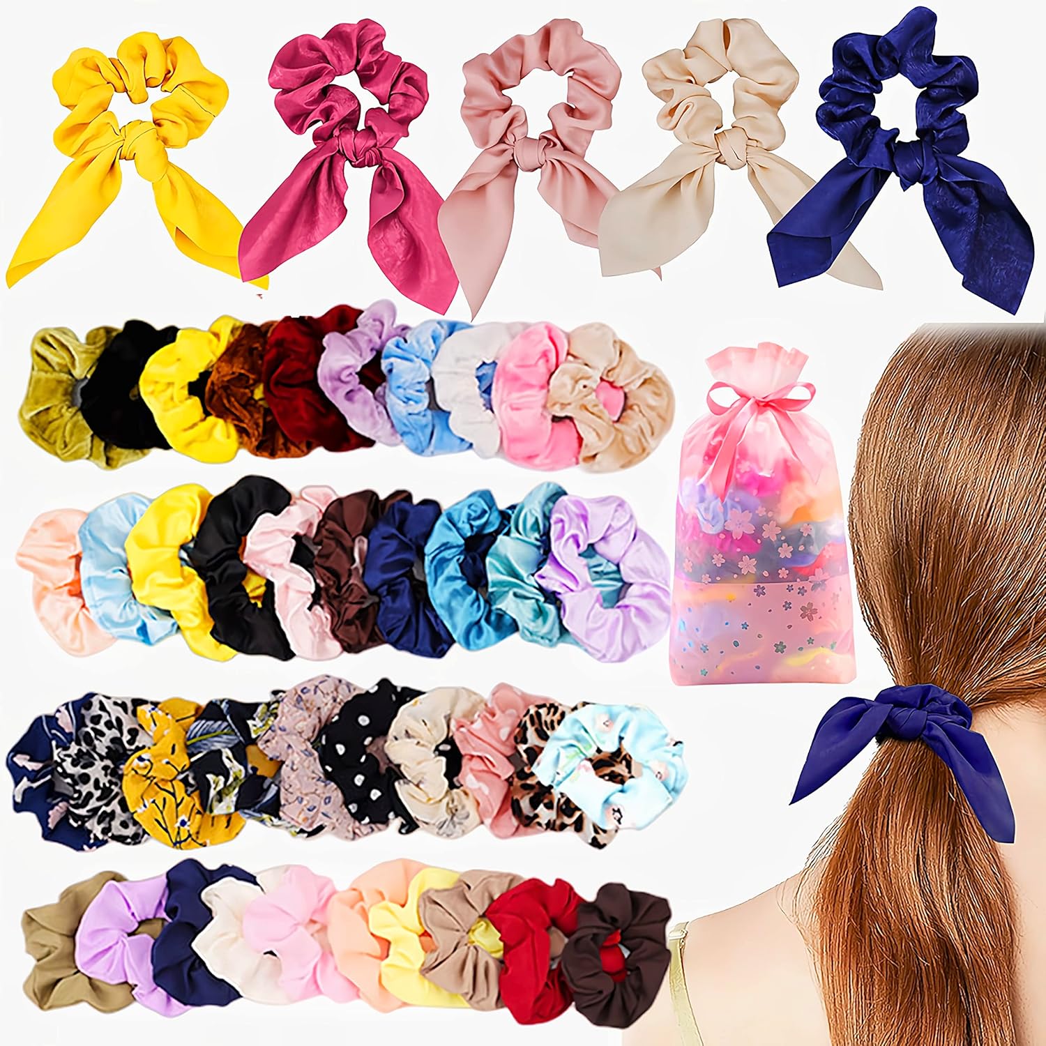 Shoonlo 45pcs Ligas para Cabello, Scrunchies para Cabello y Cabello ...