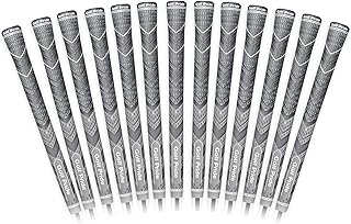 Golf Pride MCC Plus4 Golf Club Grip - All-Weather Hybrid Grip with Larger Lower Hand - Brushed Cotton Cord & Pebbled Texture - Grey