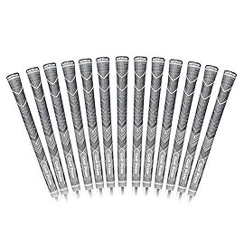 Golf Pride MCC Plus4 Golf Club Grip - All-Weather Hybrid Grip with Larger Lower Hand - Brushed Cotton Cord & Pebbled Texture - Midsize - Grey - 13 Pack