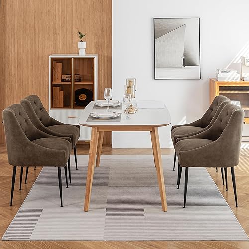 Vista 8 de Juego de 2 sillas de comedor modernas, sillas de comedor de cocina de mediados de siglo con cojines de 5.12" y patas de metal, silla de comedor