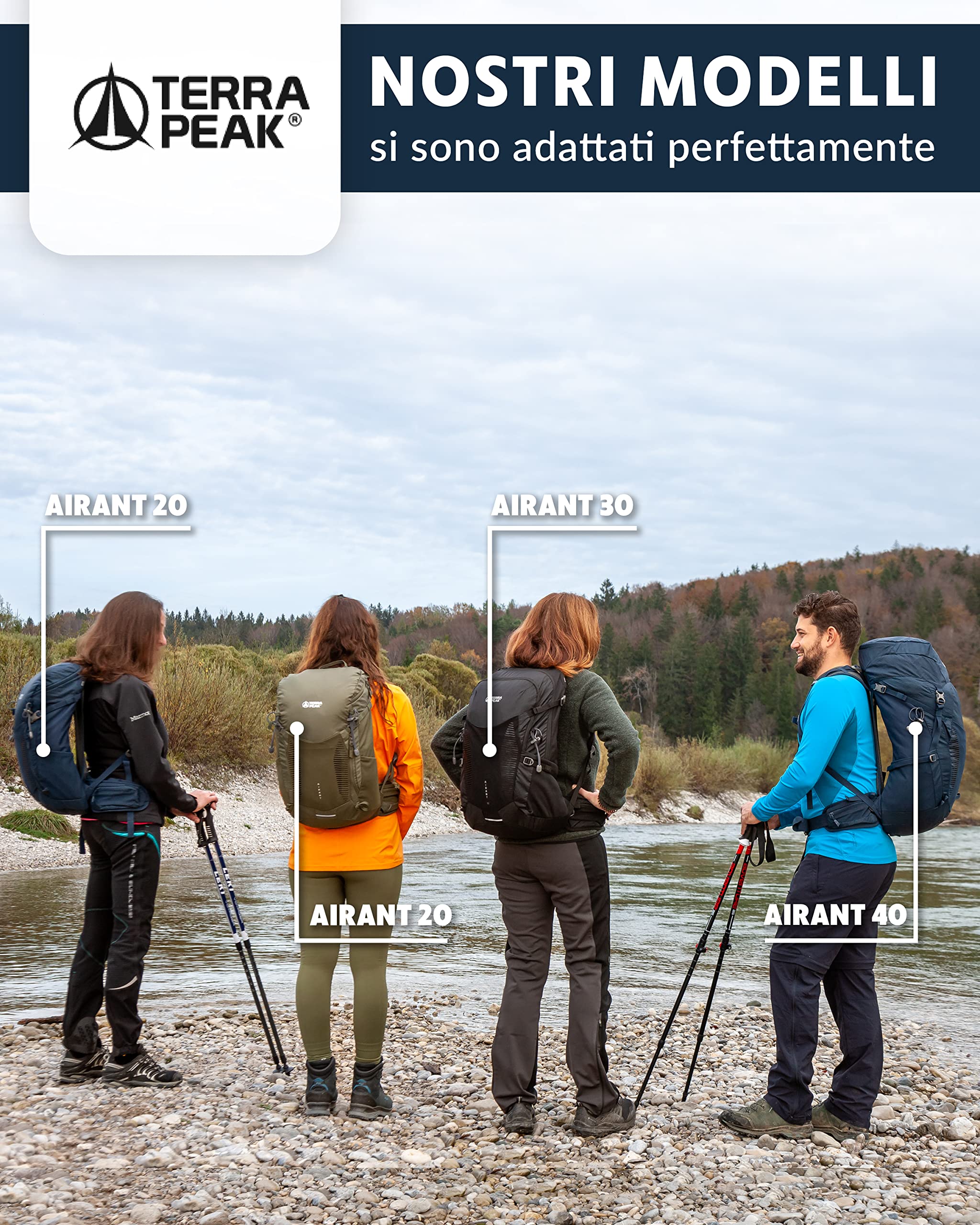 Terra Peak® Zaino da Trekking 20, 30, 40 litri per uomo e donna (AIRANT) - Zaino da escursionismo, viaggio e alpinismo ergonomico e impermeabile con ventilazione posteriore (traspirante)
