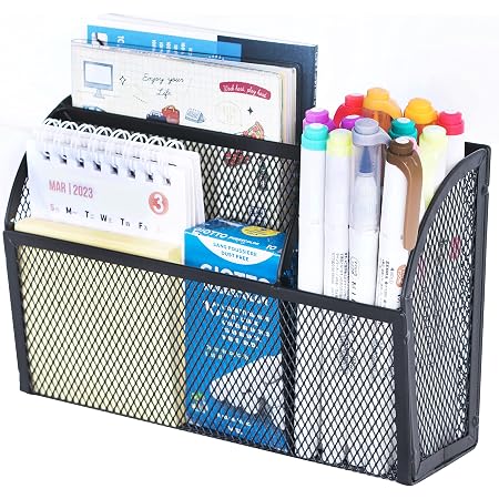 Officemate Magnet Plus Magnetic Wall Organizer - 3-Compartment White Tray With Pencil Cup