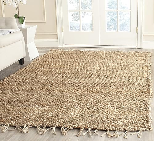 Miniatura 1 de SAFAVIEH Natural Fiber Collection - Alfombra decorativa de 3 x 5 pies, natural, hecho a mano, yute con flecos, ideal para zonas de alto tráfico en