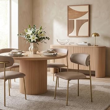 Meridian Furniture 759Taupe-C Lupita Collection Modern | Contemporary Dining Chair with Soft Taupe Vegan Leather, Brushed Gold Metal Frame, 21.5 W x 23 D x 31.5 H, Taupe, Set of 2