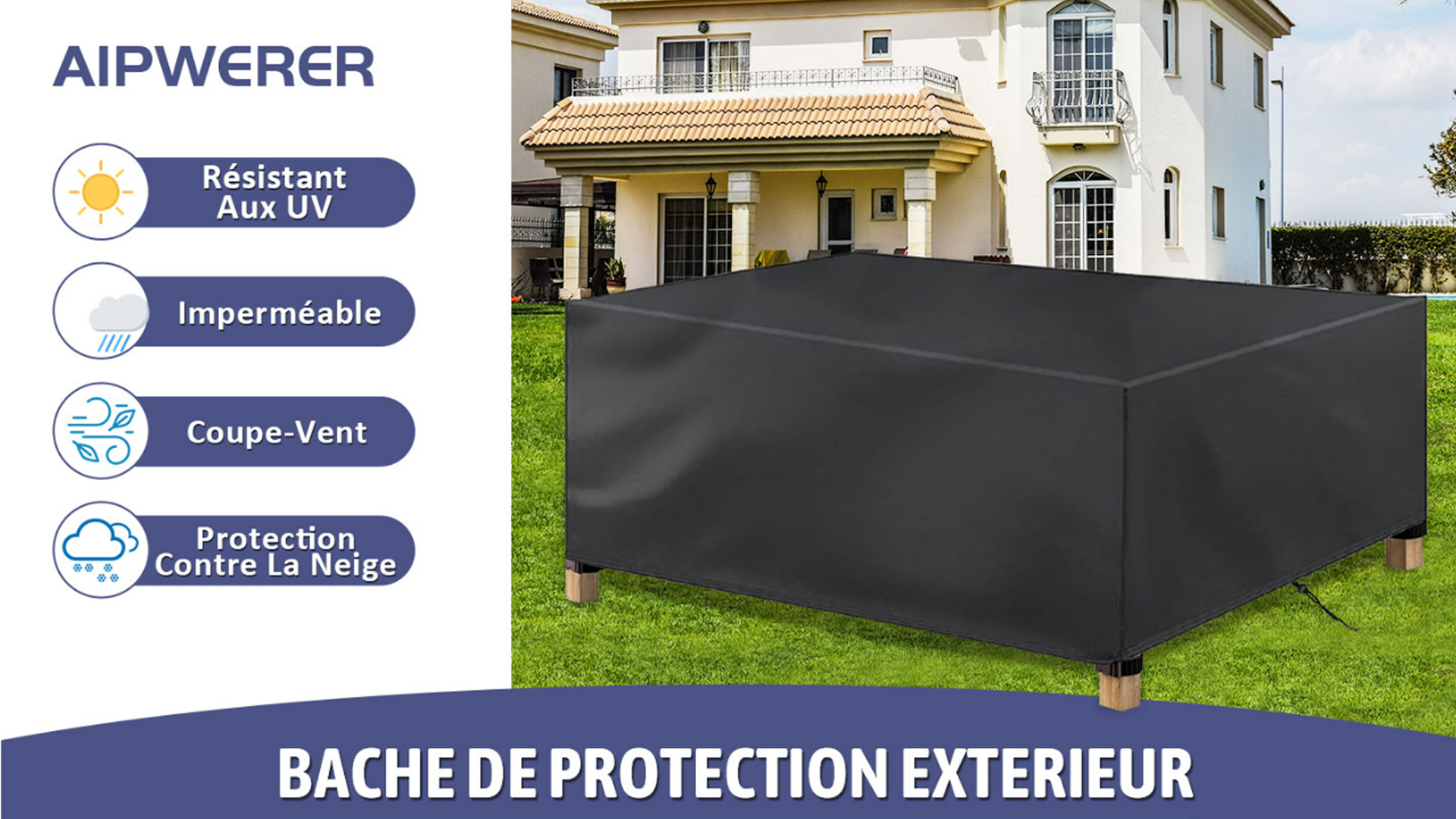 Housse Salon De Jardin Exterieur 200x70x70cm(LxWxH) Bache