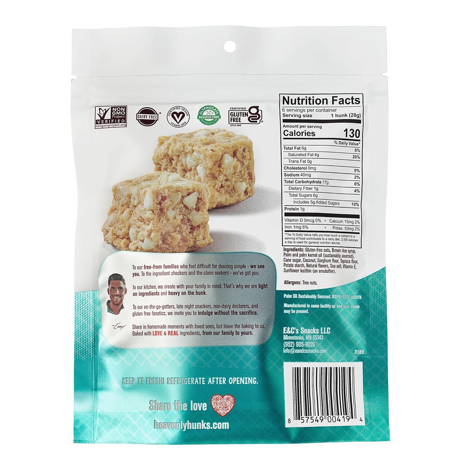Heavenly Hunks Oatmeal White Chip - 6oz (6 Pack)