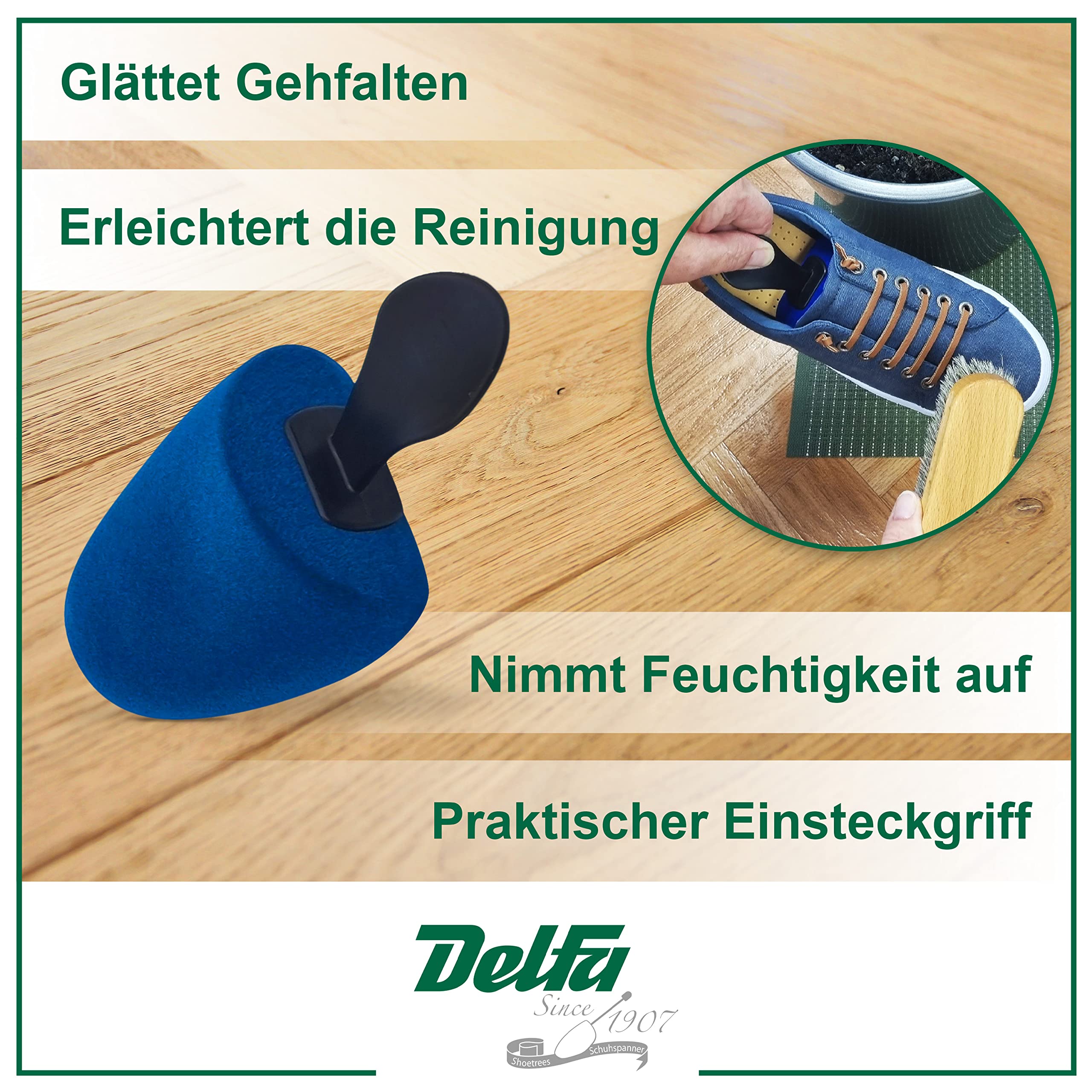 DELFA Samty - Horma para zapatos cómodos y redondos, espuma moldeadora para zapatos, para mujer, talla 37-41, azul / verde, 37-41