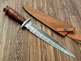 DZ-03 Handmade Damascus Steel Hunting knife 15 inches - Hunting knife Perfect Grip With Leather Handle - Horizontal Carry knife Scout Carry Knife - Handmade Survival knife - TZ KNIVES