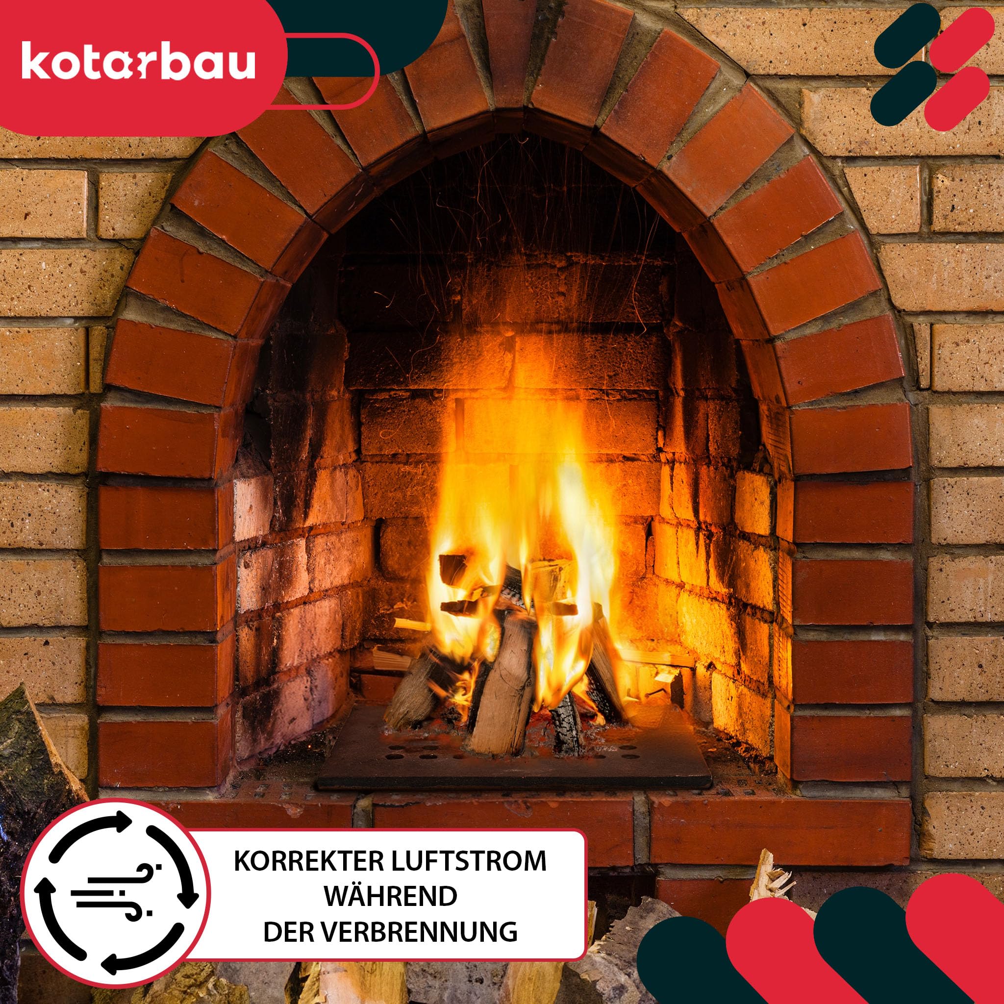 KOTARBAU® Gusseisen Kaminrost - 40 x 40 cm - Kaminofen Rost - Ascherost für Kaminöfen - Ofenrost - Massiv & Robust - Gussrost - Eckig