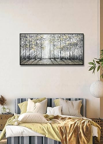 Miniatura 8 de V-inspire Arte, 24x48 Pulgadas Moderno Impresionista Árbol Arte 100% Pintado a Mano Lienzo Marco Arte De La Pared Pintura Al Óleo Grandes Pinturas