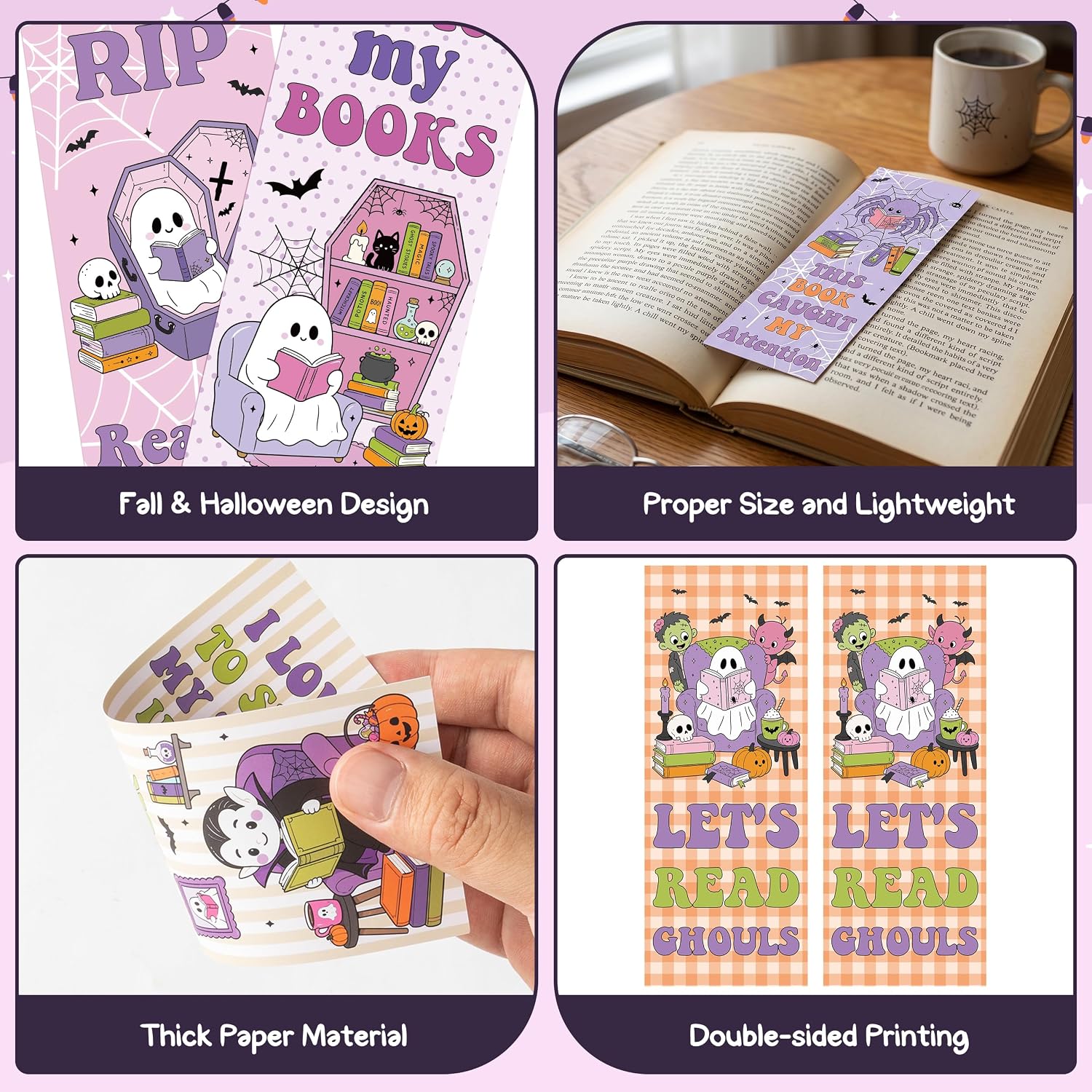 Laffact Halloween Cute Ghost Reading Bookmarks, 120Pcs Fall Book Lover Gift image 3