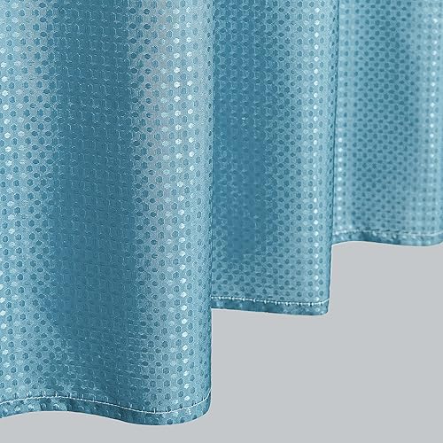 Miniatura 4 de Mrs.Naturall Cortinas de ducha gris pizarra azul para baño, cortina de ducha pequeña con ganchos, 36 x 72 pulgadas, azul pálido