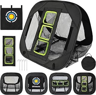 CATCHLUCK Red de astillado de golf, 5 modos, para interiores y exteriores, red de práctica de astillado de golf, color negro