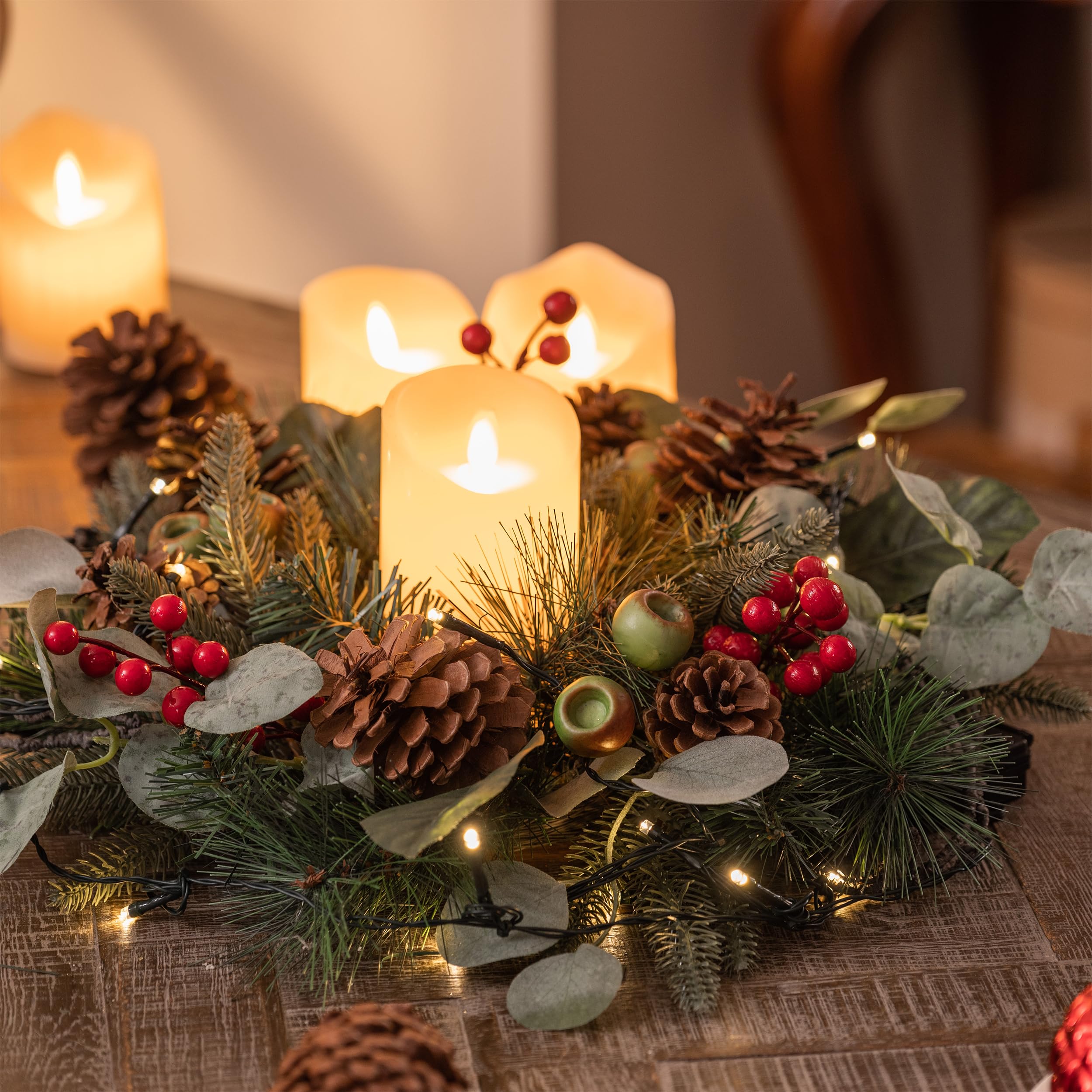 Valery Madelyn 46cm Corona Navidad Puerta, Corona Decorativa para Decoración Navideña，Corona de Pared, Guirnalda Navidad, Navidad, Decoración Navideña