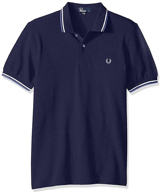 Buy Fred Perry Men's Twin Tipped Polo Shirt, Sliver Blue/Snow