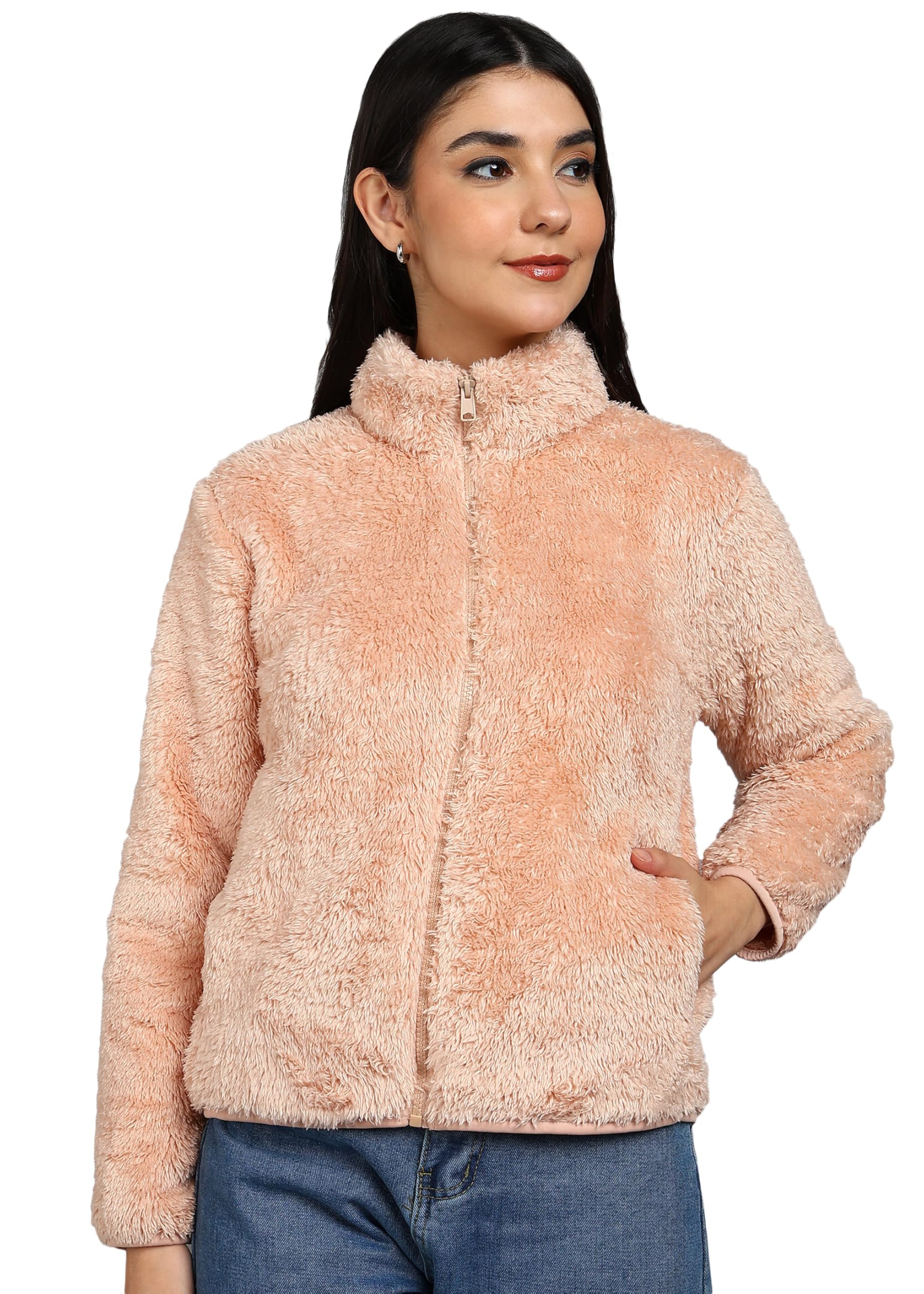 ジャケット・アウター ella selectshop shaggy jacquard blouson Buy Alan Jones Clothing Women's Fluffy Yarn Fleece Full-Zip Jacket