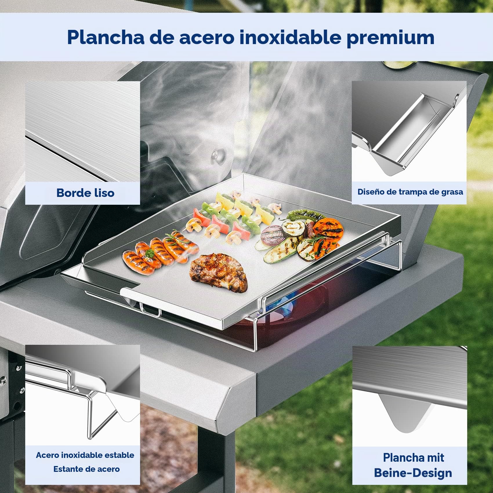 onlyfire Plancha Universal de Acero Inoxidable para Quemador Lateral, para Casi Todas Las Parrillas de Gas