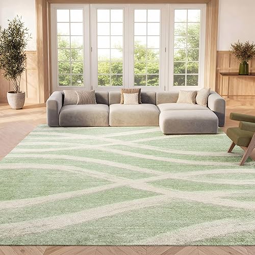 SAFAVIEH Area Rug 8x10 - Adirondack Collection - Large - Sage & Cream, Modern Wave Design, Non-Shedding & Easy to Clean, Ideal for Living Room, Bedroom, Dining Space (ADR125X)