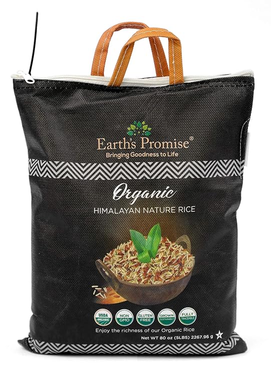 Heritage Gardens Organic Himalayan Nature Rice 80 oz (5 lb) Rare Heirloom Grain, Single Origin, Non-GMO, Gluten Free, Low-Arsenic Artisan Mountain Rice