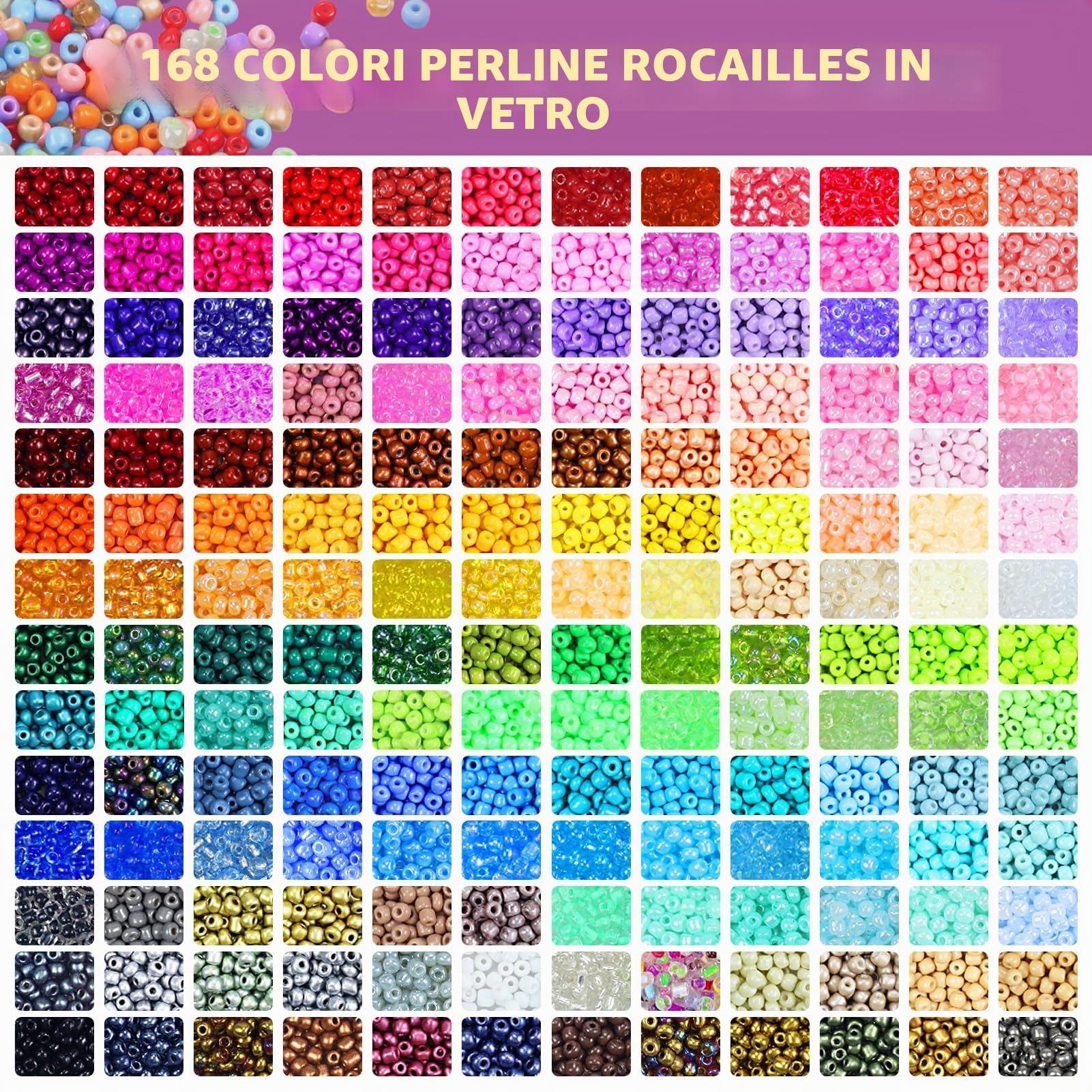 168 Colores Perline per Braccialetti 44506 Pezzi - Kit Bigiotteria Fai da Te Bambina con 450 Lettere, Perline Sorridenti e Ciondolo Charms 3mm per Gioielli