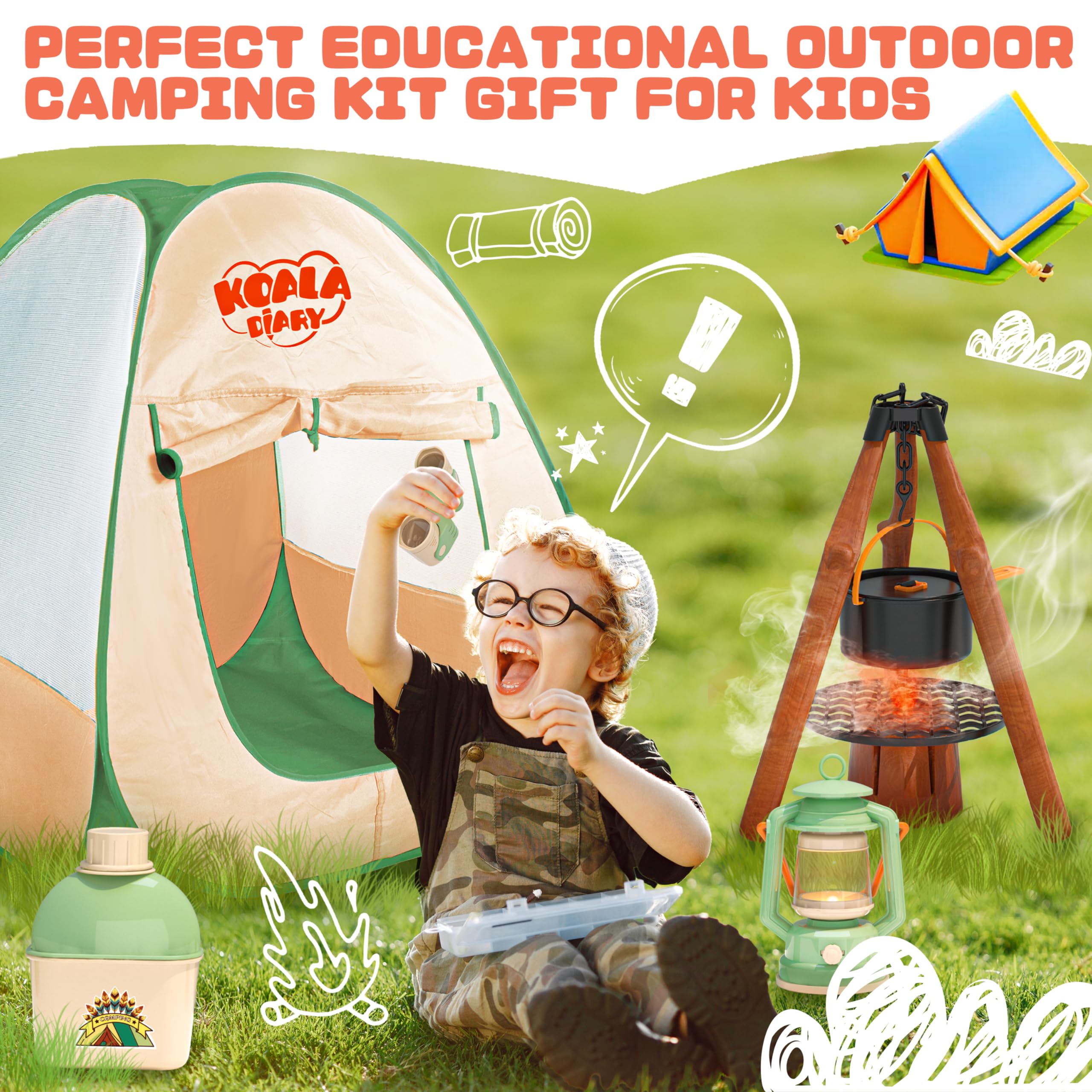 Kids Camping Set, SMILESSKIDDO 41 PCS Pretend Camping Set for Kids 3-5 with Pop Up Tent - Indoor and Outdoor Play Camping Toys for Toddlers - Image 7