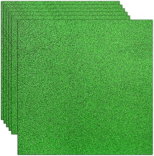 Rramorrra - Papel de cartulina verde con purpurina de 12 x 12 pulgadas, 15 hojas de 12.35 ozm130 libras, papel de construcción verde brillante de