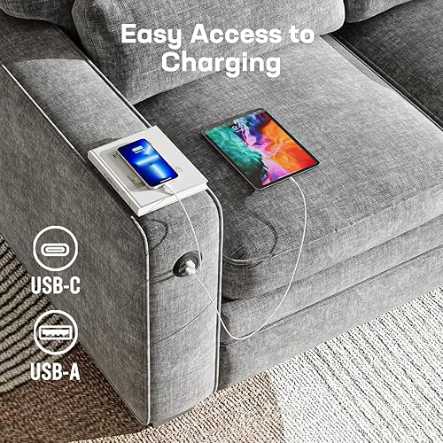 Miniatura 5 de Marsail Sofá cama extraíble, sofá cama tamaño matrimonial con colchón de espuma viscoelástica, 2 fundas de carga USB y extraíbles, sofá biplaza para