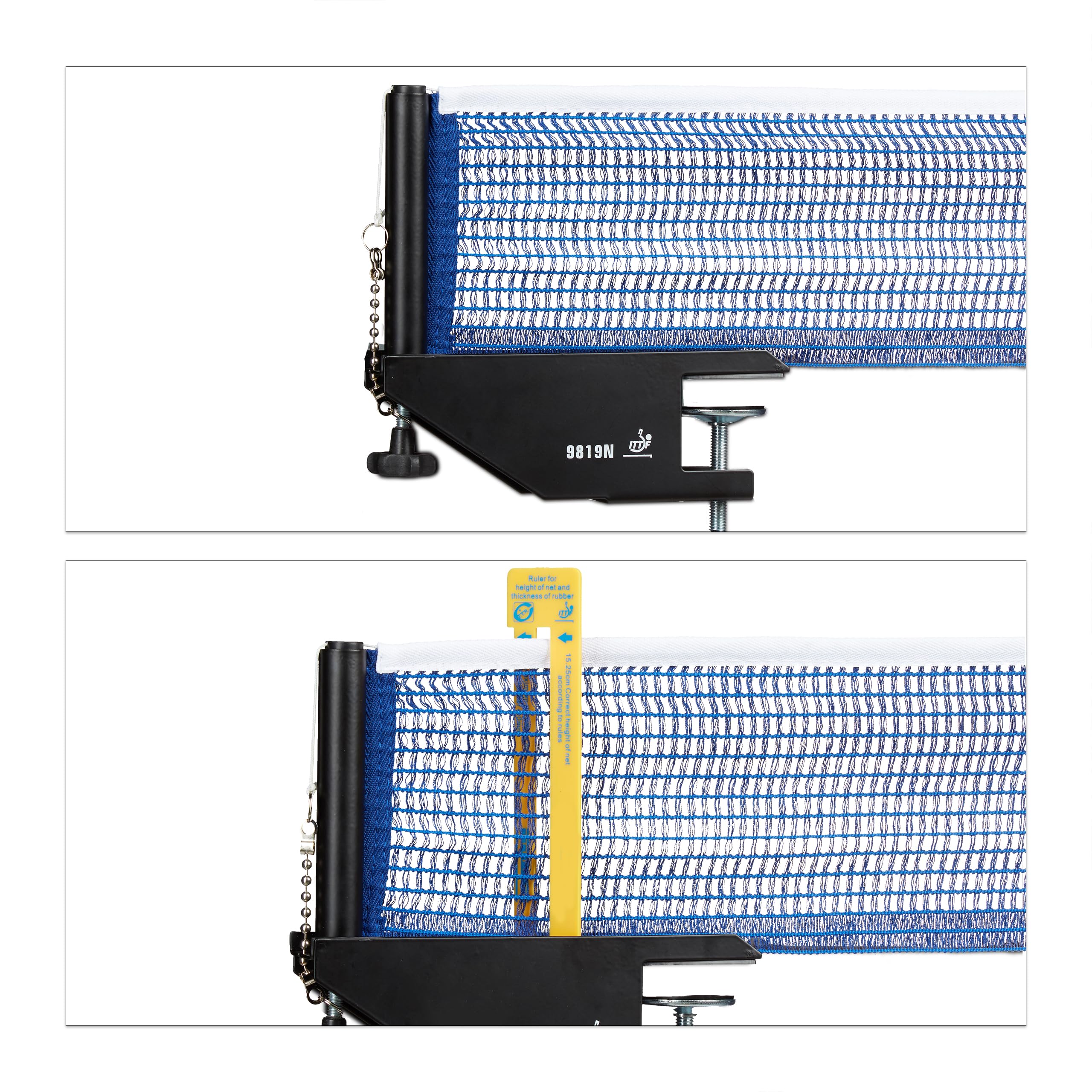 Relaxdays Ping Pong Tenis de Mesa Profesional 19.2 x 23.5 cm 2 Postes Red Azul