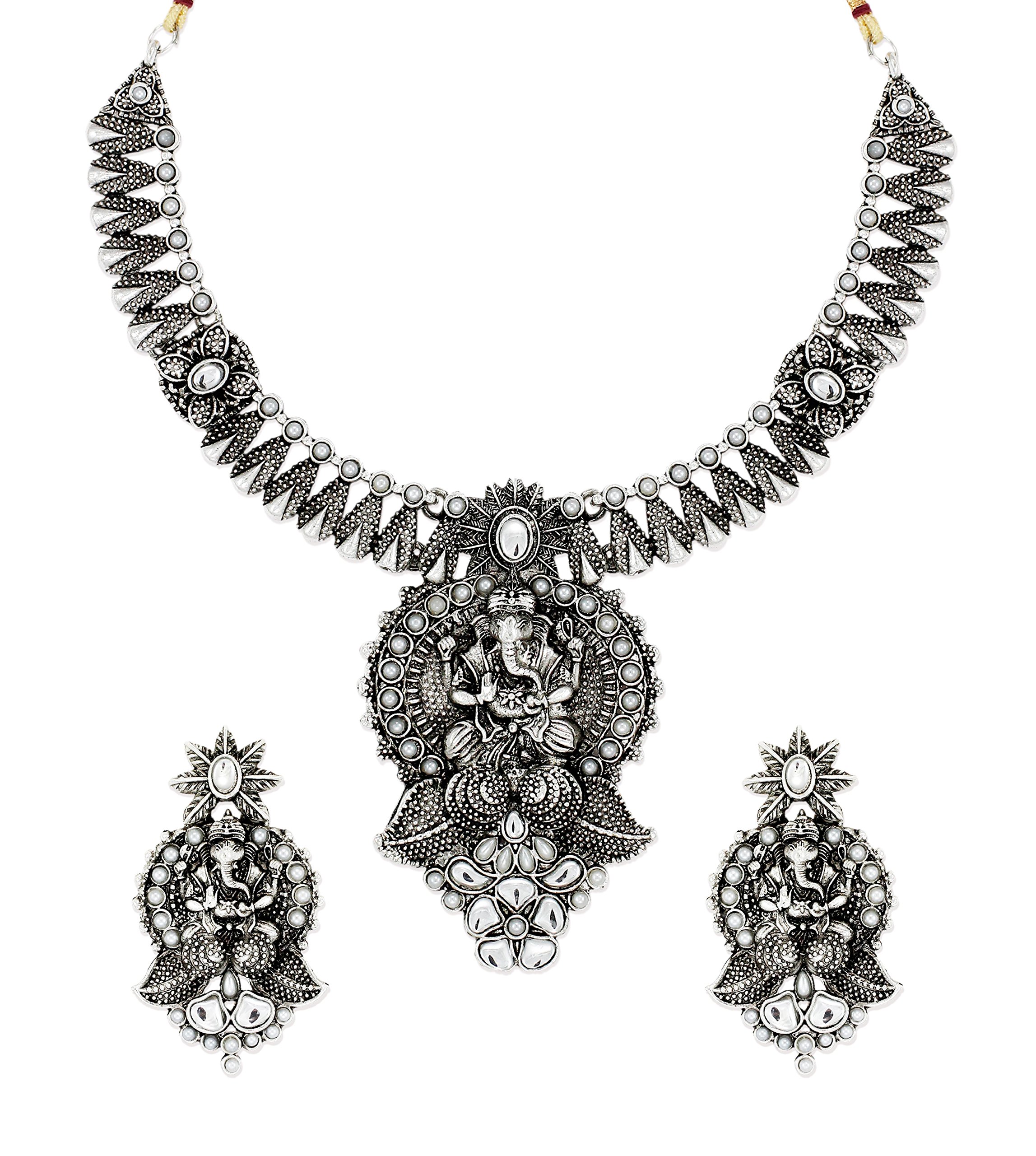 ZAVERI PEARLS Temple Choker Necklace for Women (Silver) (ZPFK6308) (B074QQTPMD) Amazon Price History, Amazon Price Tracker