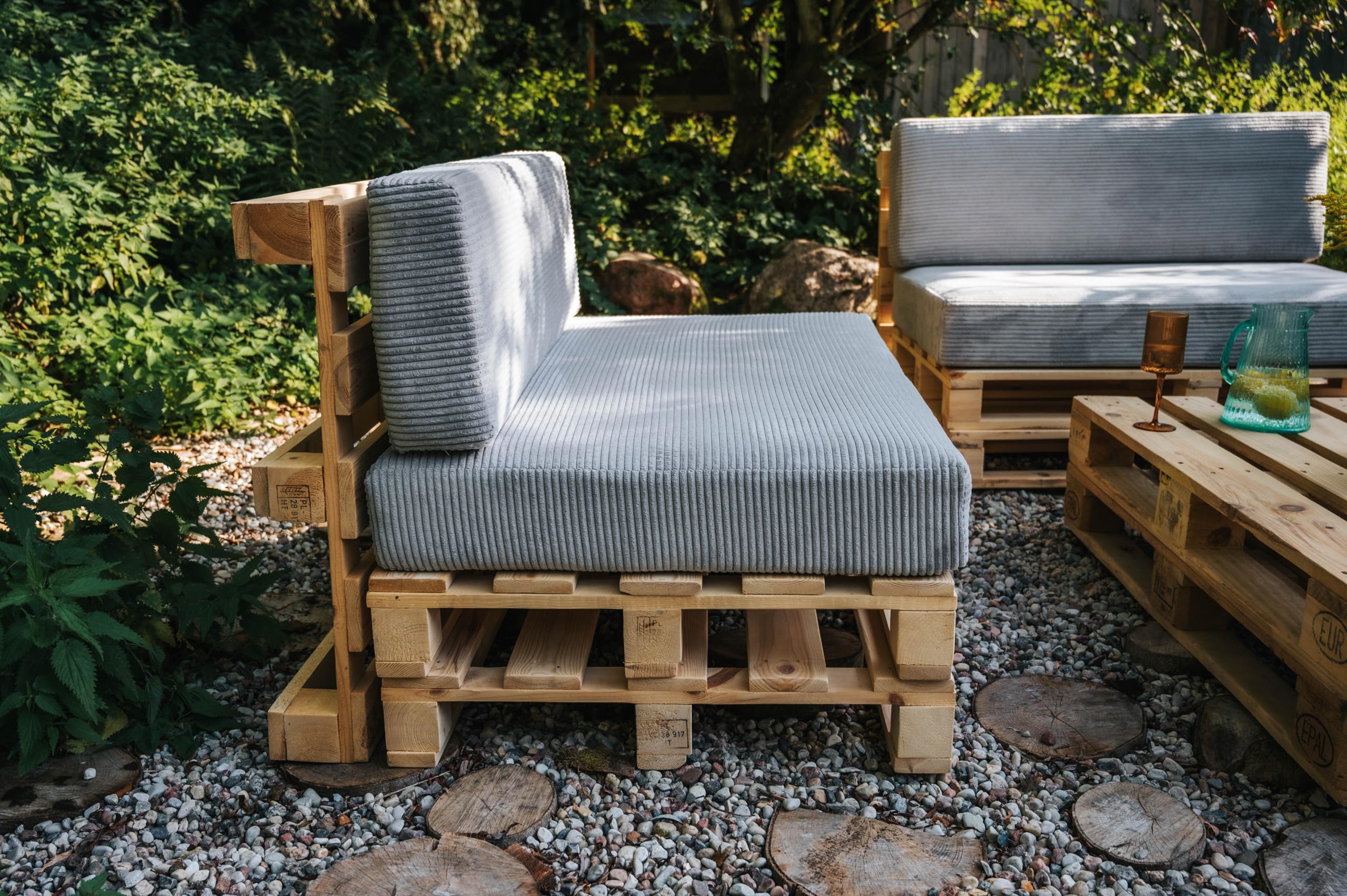 Gutekissen per Pallet, Divano da Giardino - Set Cuscino di Seduta 120x80 + Schienale 120x40, Beige - Molti Colori e Dimensioni PFLA