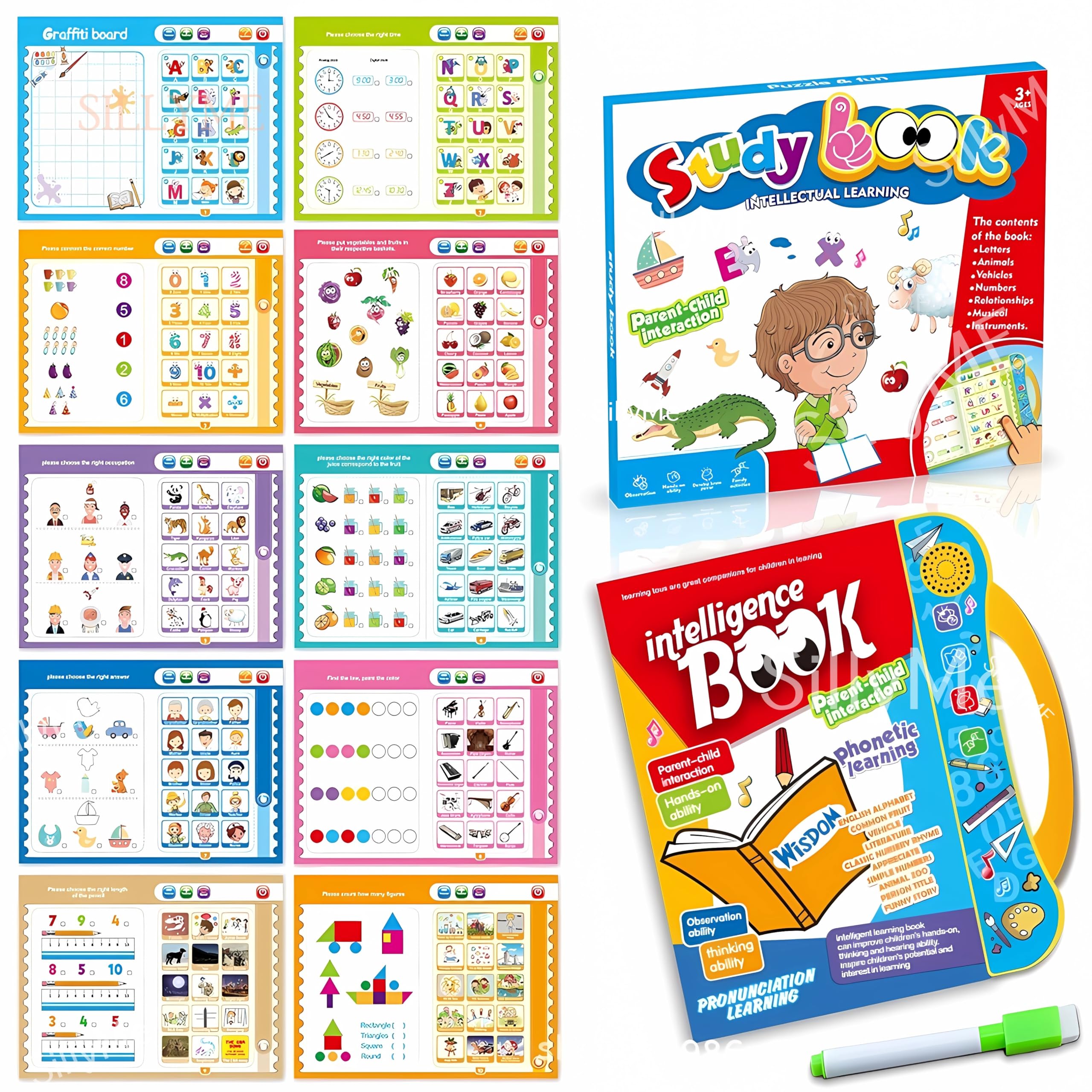 Intelligence Book for Kids - Interactive Electronic Learning Talking , Music , Study Intelligent Book for Kids - Toys for 3 Year Old Girl - Educational Toys for 2 Year Old -