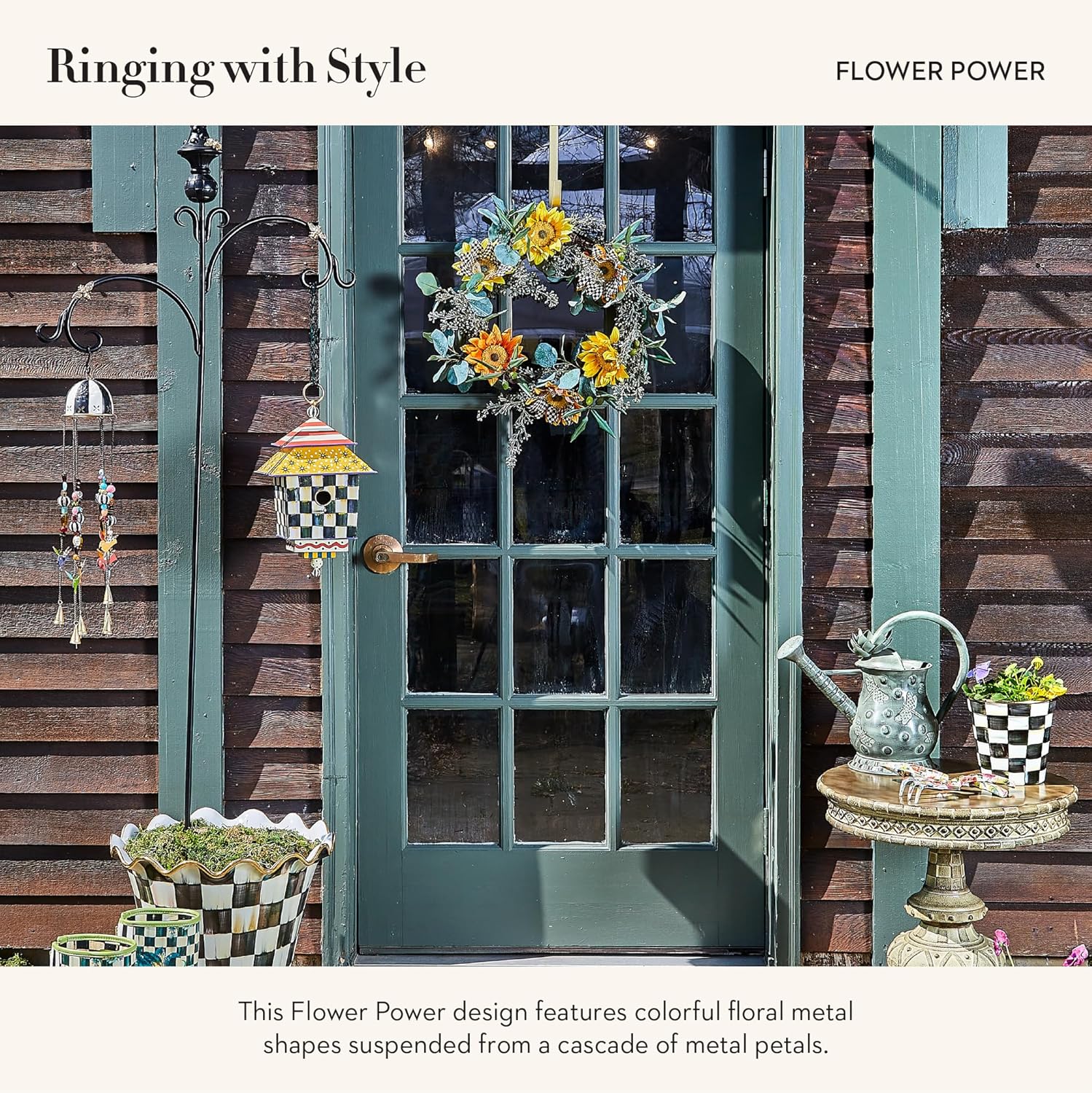 MACKENZIE-CHILDS Wind Chime, Decorative Garden or Front-Porch Decor, Flower Power