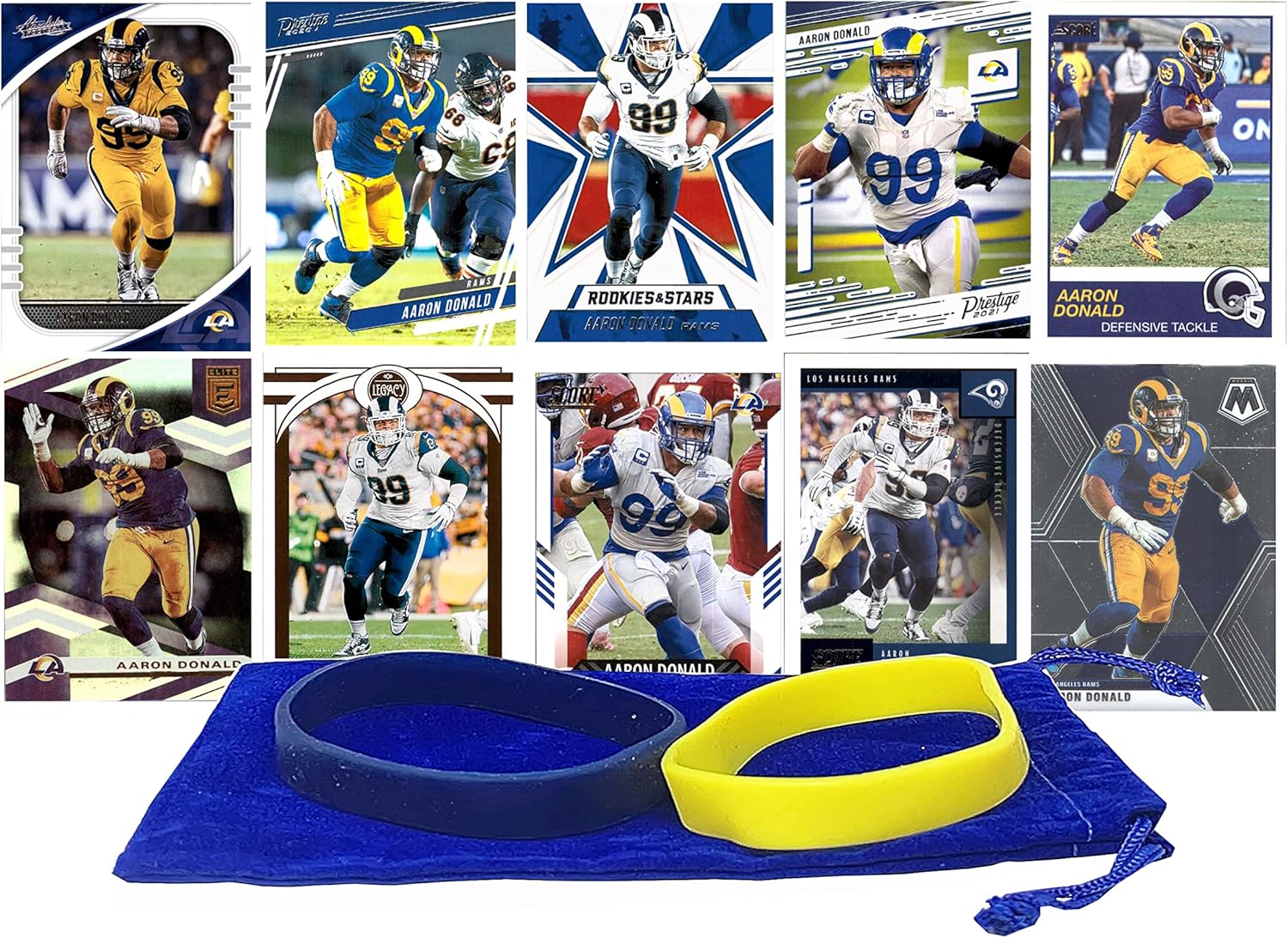 Aaron Donald Football Cards Assorted (10) Bundle - Los Angeles Rams Trading Cards