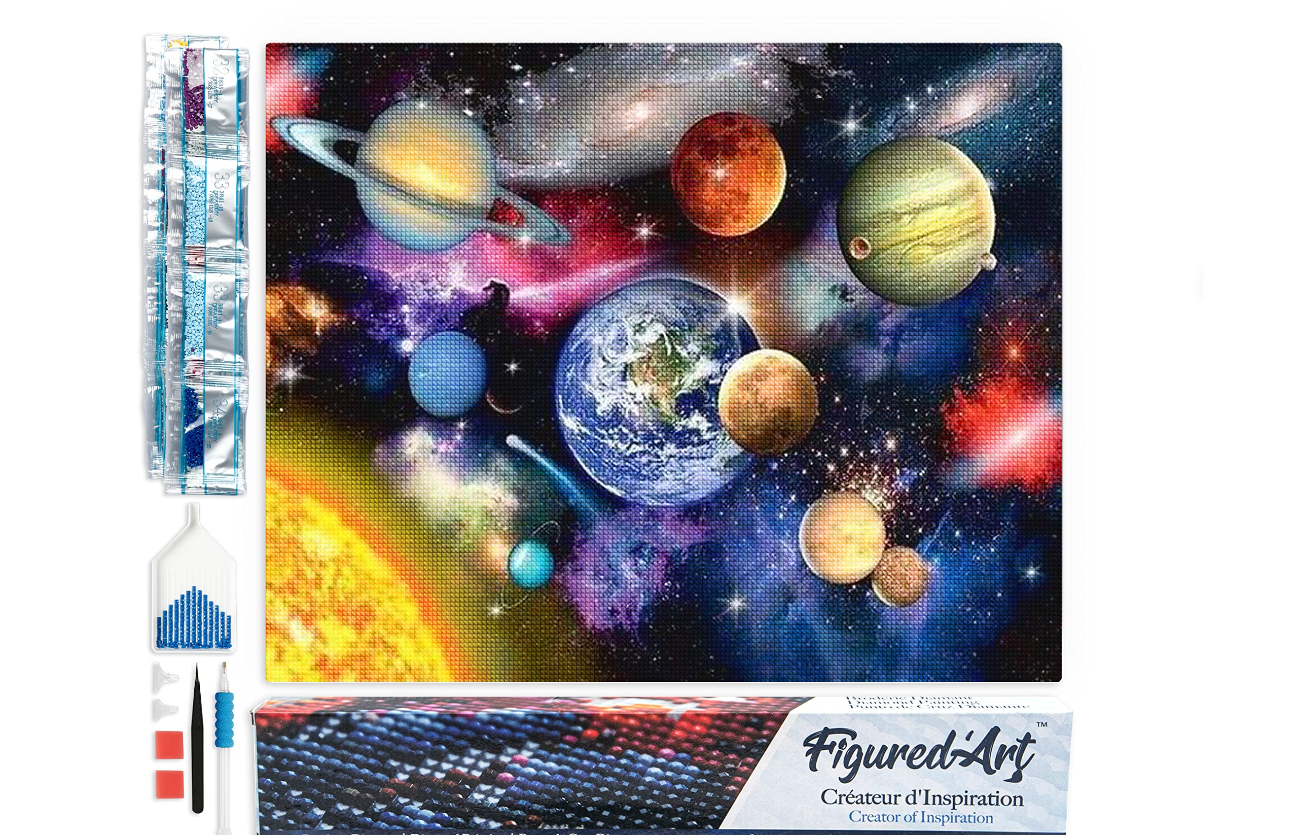 Diamond Painting Kit completo - Cuadro 40x50cm de Pintura de Diamante - Lienzo entero enrollado con diamantes de imitación cuadrados - Los planetas 2-5D DIY Manualidades Adultos