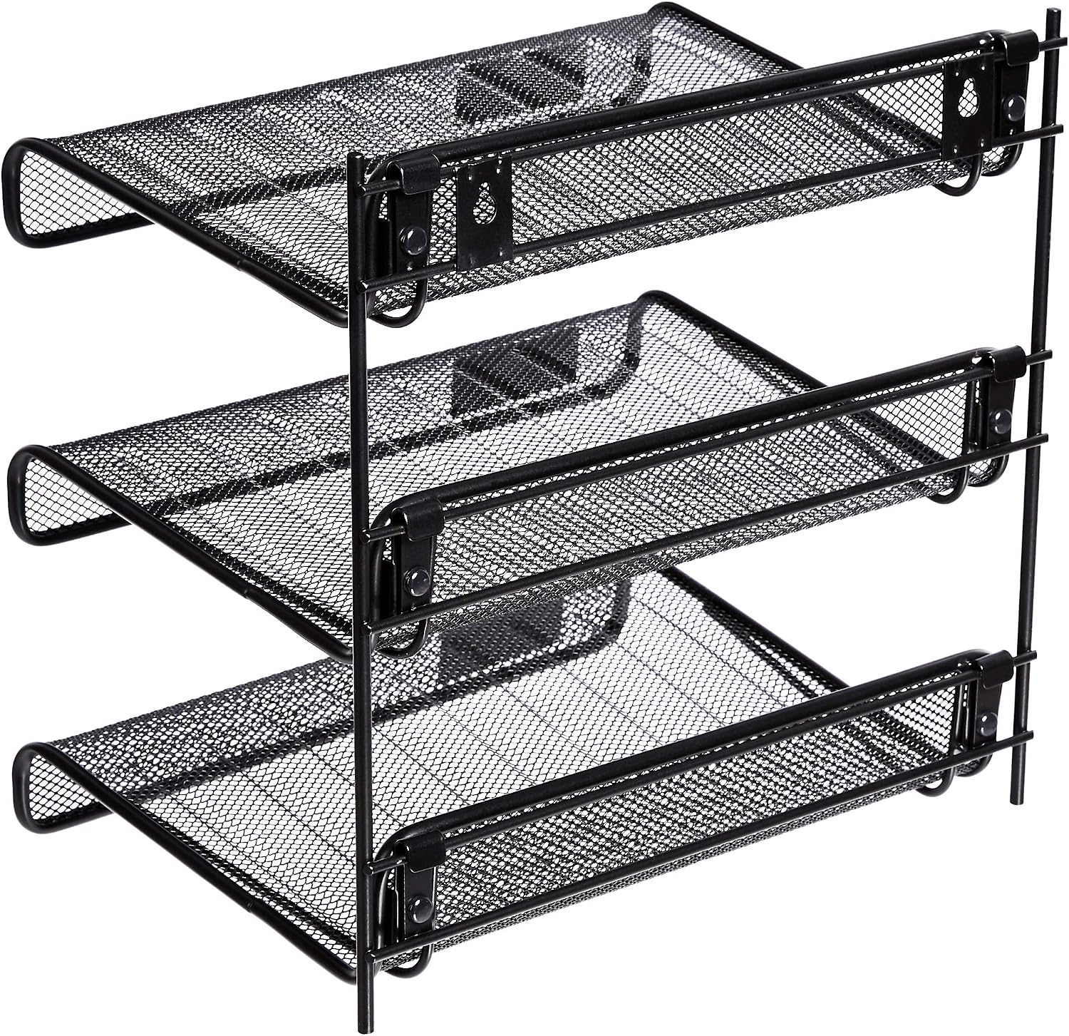 Amazon Basics Mesh Collection 3-Tier Desk Shelf, Letter-Size, Black