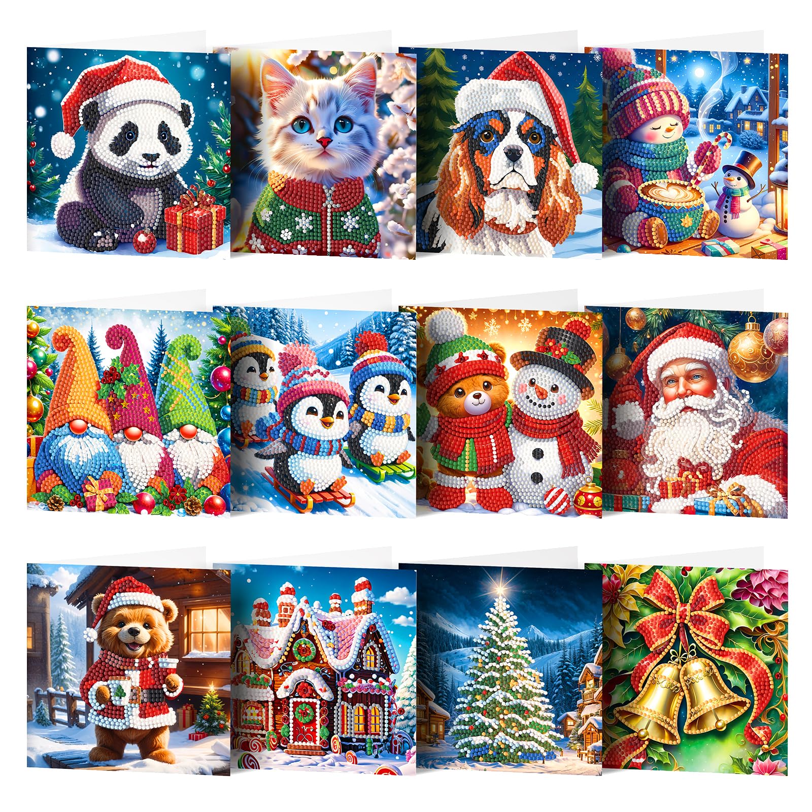 5D DIY Diamond Drawing Holiday Card/Birthday Greeting Cards Kit,Diamond Painting Tools whit Envelopes,Shaped Drill Greeting Thank You Card Mosaic Set (A)