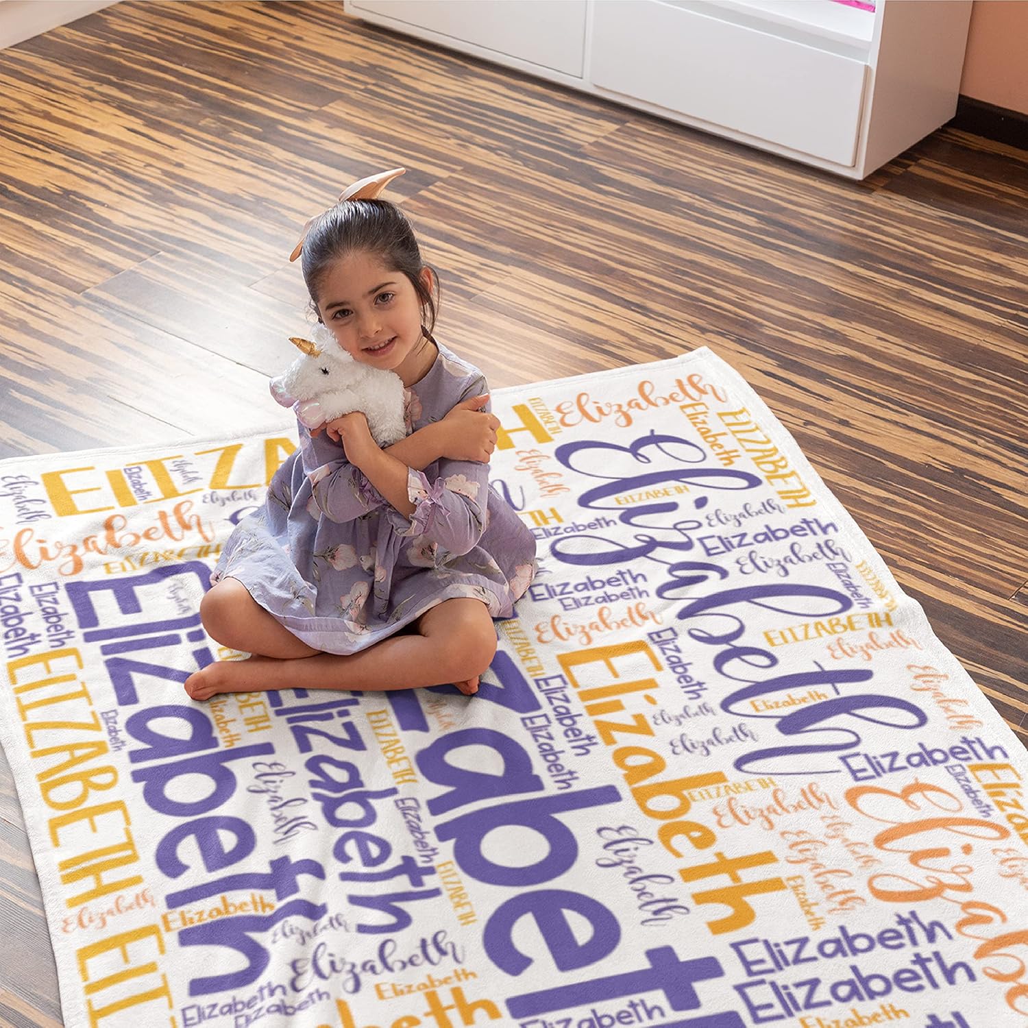 Personalized Baby Blanket for Kids w/Word Art Names, 40 x 60 Inches, 12 Colors & 9 Fonts, Custom Throw Blanket with Name, Flannel Blanket for Baby, Toddler, Teens, Newborn Gifts